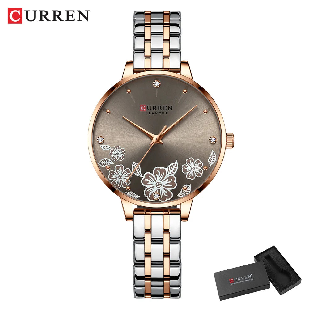 CURREN Brand Fashion Women Watches Stainless Steel Ultra Thin Quartz Watch Woman Romantic Clock Women's Watches Montre Femme