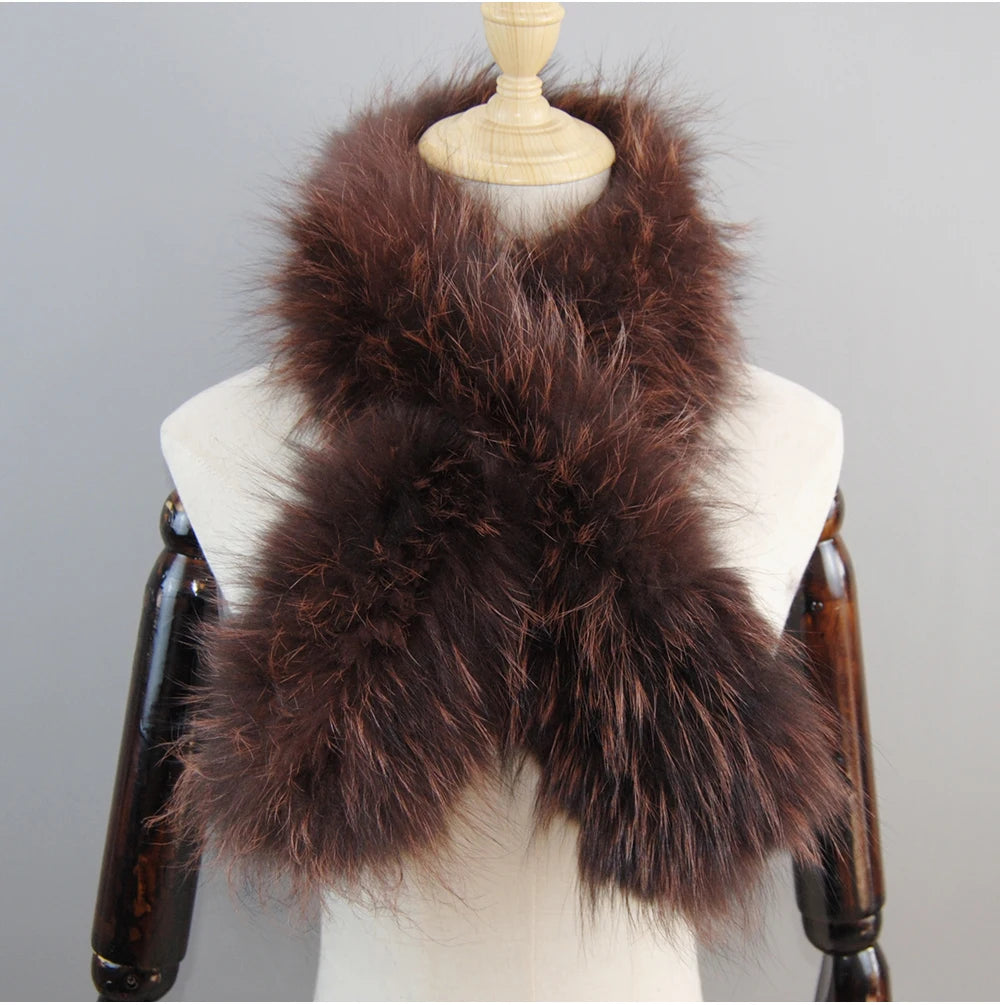 2024 New Women Winter Warm Natural Fox Fur Scarf Ring Knit Real Fox Fur Lady Fashion Neckerchief Scarves Women Real Fur Bandana - reetell