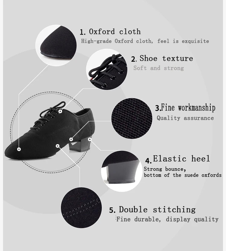 Latin Dance Shoes Women Genuine BD t1-b Import Oxford Lace Wholesale Sports Teacher Black Heel 4.5cm Male Female Generic Canvas