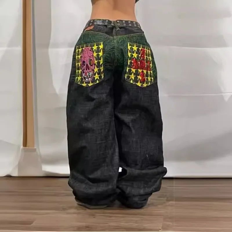 Deeptown Vintage Y2k Oversized Jeans Harajuku Streetwear Hip Hop Embroidery Denim Pants Baggy Japanese 2000s Gothic Trousers - reetell