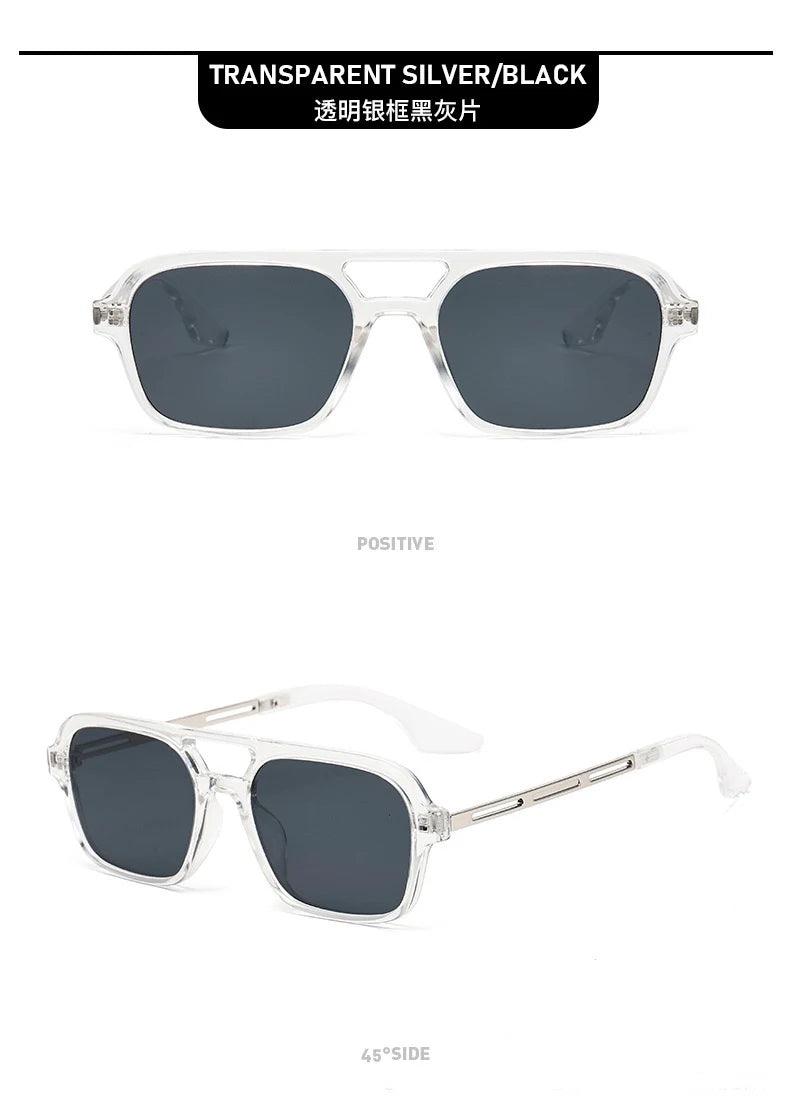 Retro Aviator Sunglasses for Women Men,Trendy Rectangle Womens Mens Shades Sun Glasses - reetell