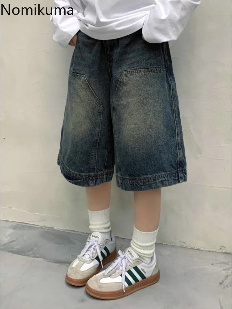 Short Mujer Vintage Jean Shorts Women 2024 New Bottoms Streetwear Fashion Casual Y2k Wide Leg Pants Pantalones Cortos De Mujer - reetell