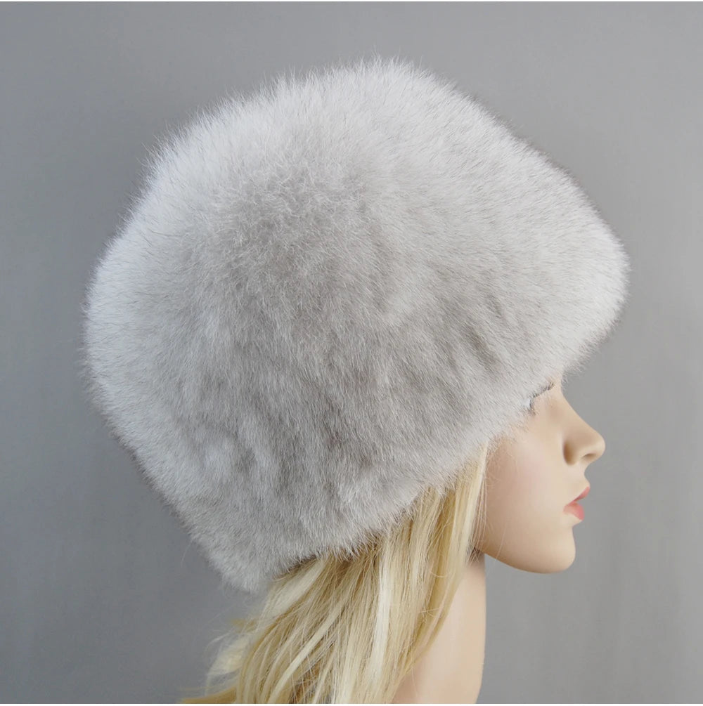 2024 Russian Style Female Round Cap Fashion Real Fur Hats Natural Fox Fur Women Winter Warm Bomber Hat Fluffy Popular Beanies - reetell