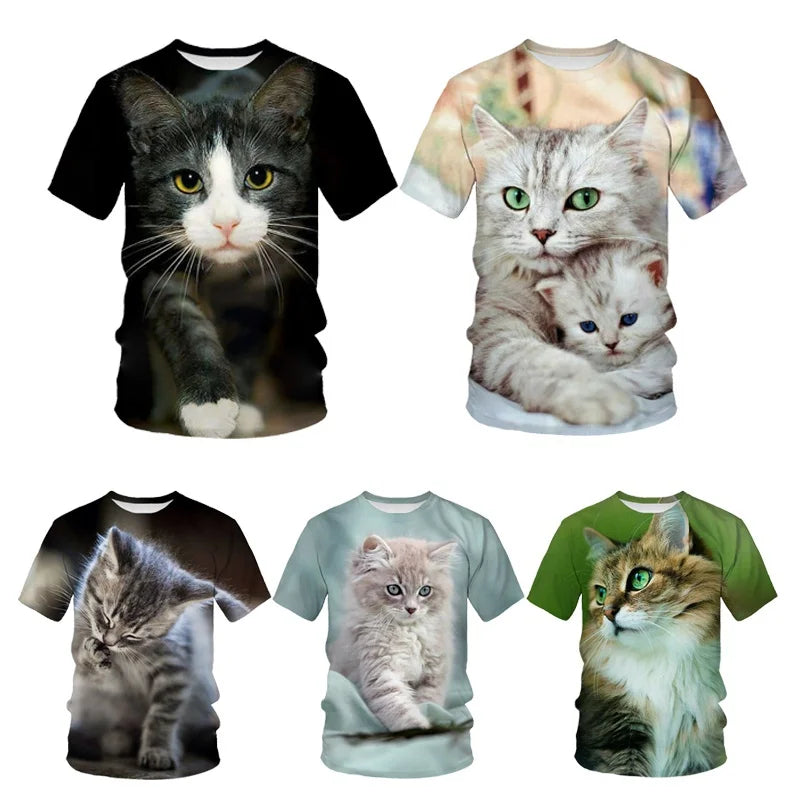 Fashion Design New Cool T-shirt for Men and Women 3D Printing Cute Cat Short-sleeved Top T-shirt Men's Casual Top T-shirt XS-5XL - reetell