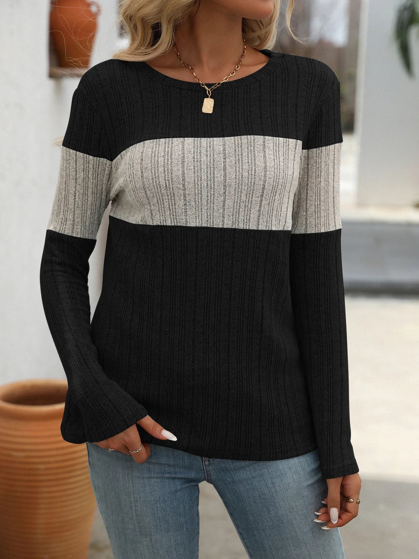 Autumn Casual Loose Striped Women's Oversize Sweater Pullovers Long Sleeve Knitwear Sweaters Woman 2024 Trend Fashion Female Top - reetell