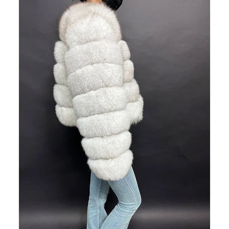 2024 New Natural white Winter Women's Cold Coat Top Fox Jackets Women clothing Luxury Furry Natural Real fox Fur Jacket Coats - reetell