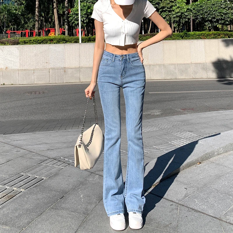 ZOENOVA Women White Vintage Flare Jeans England Style High Street Women's Pants High Waist Denim 2023 Trend pantalones de mujer - reetell