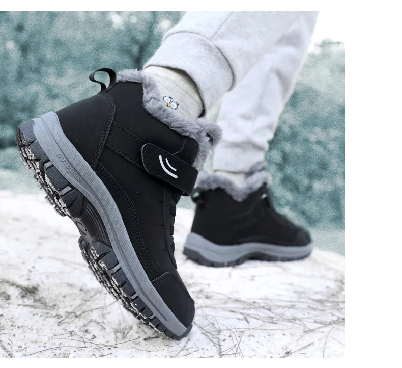 Winter Women Snow Boots Warm Plus Velvet Men Cotton Shoes Windproof Women's Boots Comfortable Casual Shoes Non-slip Hiking Boots - reetell