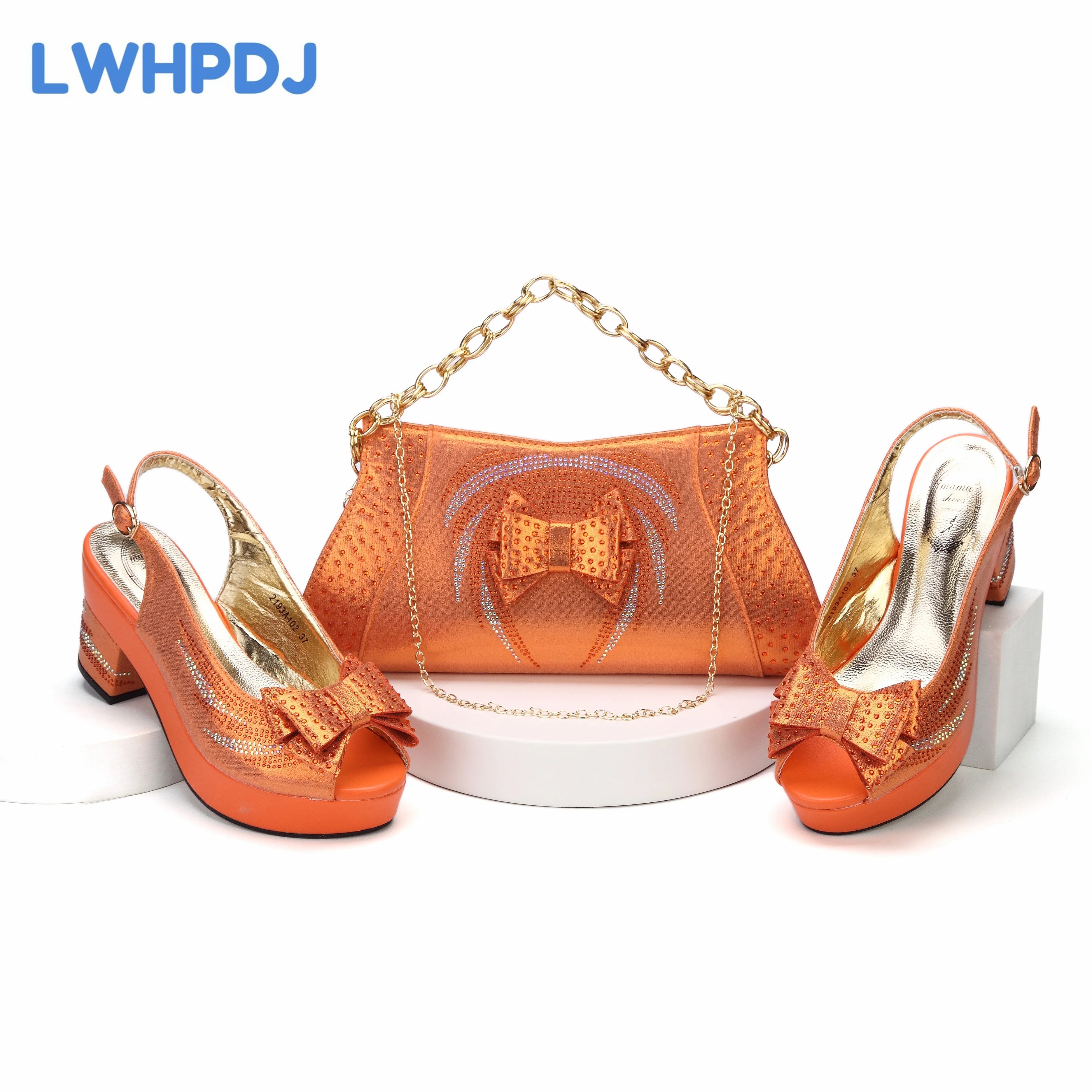 2024 New Coming Wine Color Hot Selling High Heels Ladies Sandal Matching Bag Set  For Wedding Party Pump