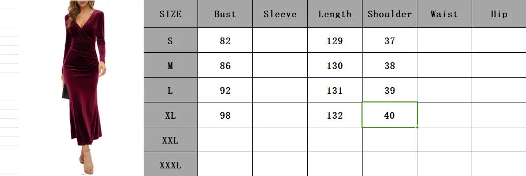 Dress for Women Autumn V-neck Slim Fit Elegant Velvet Long Sleeve Fishtail Evening Party Dresses Vestidos De Noche Juveniles - reetell