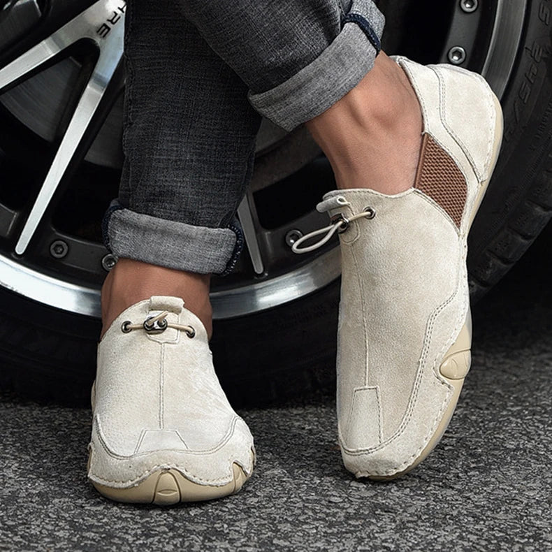 New High Quality  Men Shoes Set Foot Casual Slip on Men Loafers Men Flats Moccasins Shoes Plus Size Handmade Elastic Grain Shoes - reetell