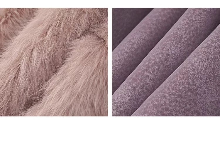 2024 Winter Short Style Fur Women Sheepskin Jacket Tanned Suede Luxury With 100%Natural Rabbit Lining Luxury Fashion Fur Coat - reetell