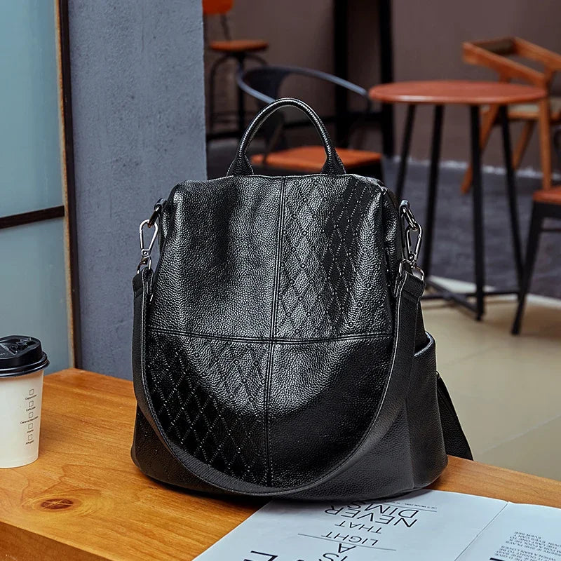 Fashion 2 in 1 Backpack and Shoulder Bag Woman Korea Style Casual PU Leather Soft Anti-theft Design Luxury Travel Schoolbags New - reetell