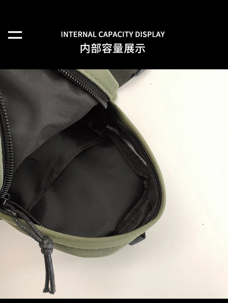 VC Trendy Contrasting Mini Chest Bag for Men Fashion Nylon Men's Lightweight Crossbody Bag Unisex Casual Street Phone Sling Bags