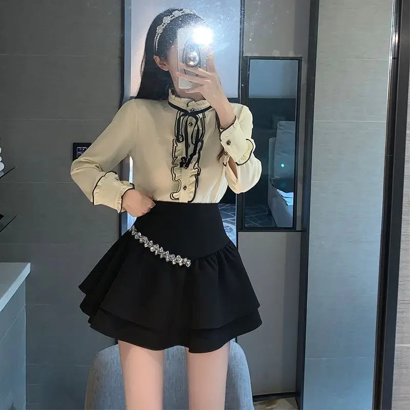 Women's Skirt Short Pleated Pleat Sexy Mini Gyaru High Waist Ruffle Skirts for Woman Chiffon Cheap Luxury Streetwear Y2k Clothes - reetell