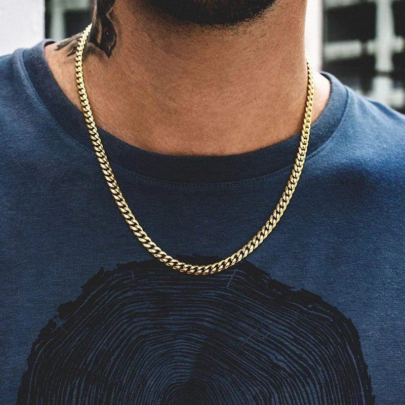 Hip Hop Width 3/5/7/9MM Cuban Link Stainless Steel Chains Necklace for Men Basic Simple Rapper's Choker on Neck Fashion Jewelry