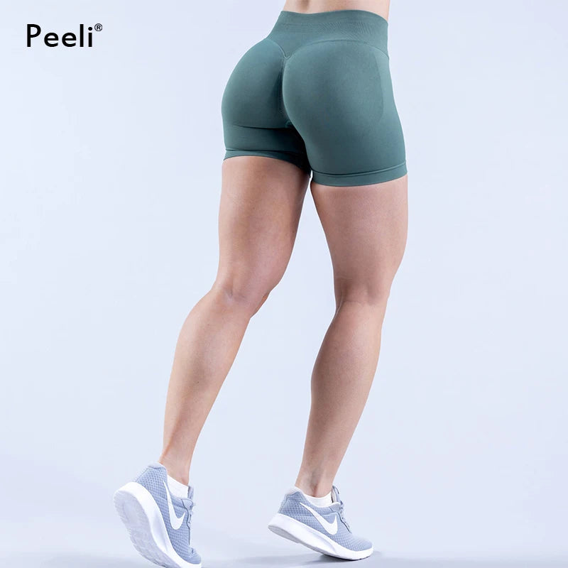 Impact Seamless Shorts 4.5" Ribbed Yoga Shorts Women Flex Scrunch Bum Gym Shorts Booty Running Short Butt Lifting Workout Pants - reetell