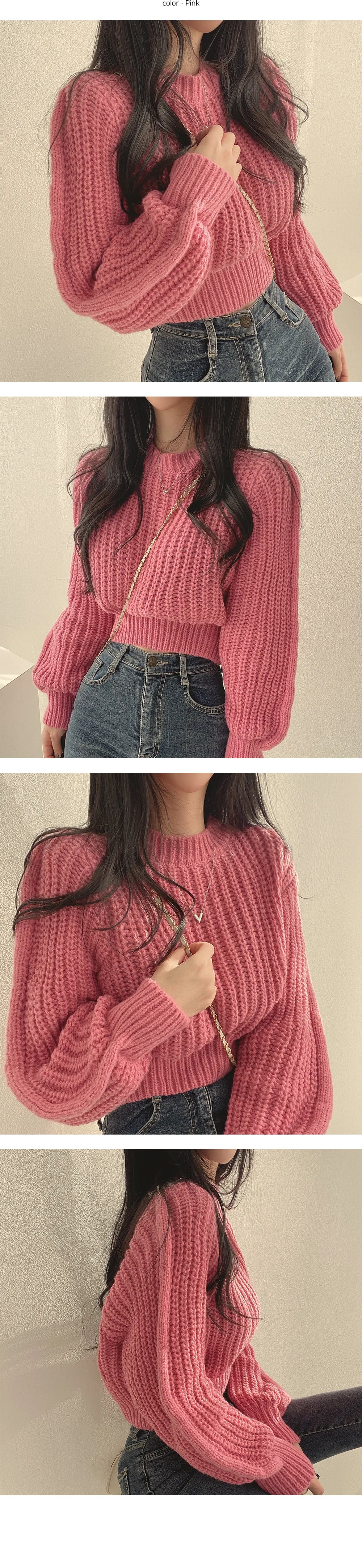 Loose Vintage Harajuku Lantern Long Sleeve Women Sweater Korean Autumn Winter Knitwear Soft Warm Tops Chic Solid Femme Sweater - reetell