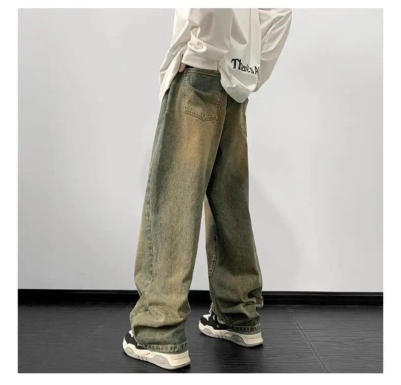 Jeans men Wide Leg Jeans Male Loose Straight Denim Pants 2024 Autumn Harajuku Vintage Blue Jean Trouser Streetwear Clothes - reetell