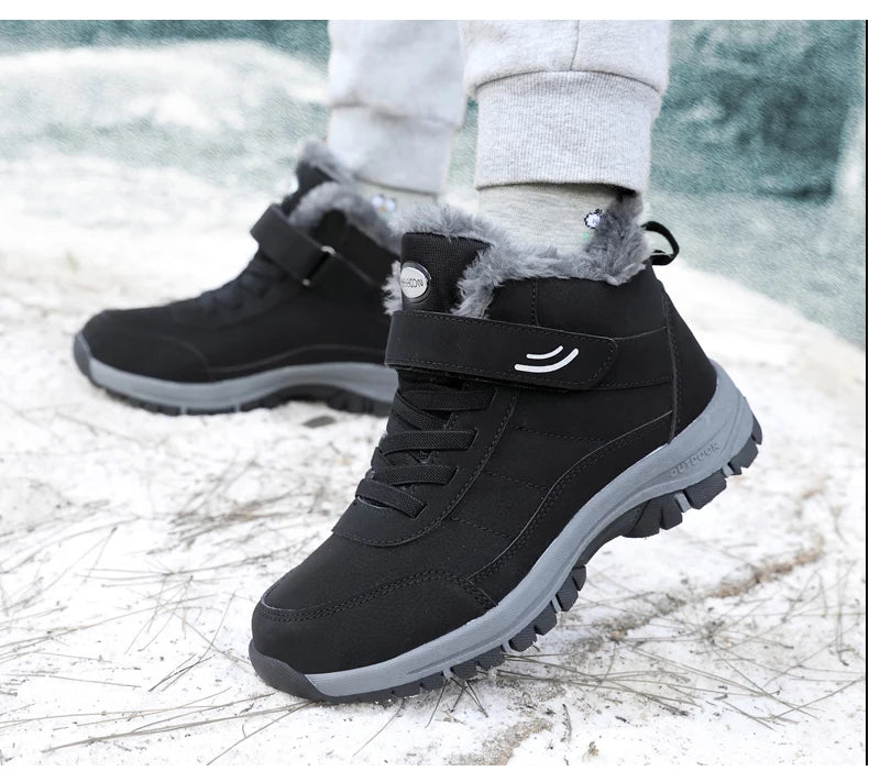 Winter Women Snow Boots Warm Plus Velvet Men Cotton Shoes Windproof Women's Boots Comfortable Casual Shoes Non-slip Hiking Boots - reetell