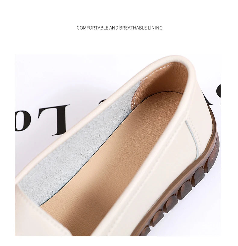 2024 New Classic Leather for Women Fashion Casual Comfortable Loafers Ladies Women Flat Soft Shoes - reetell