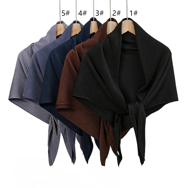 28 Colors Plain Crinkle Square Bubble Silk Pleated Hijab Women's Head Shawl Scarf Muslim Wrinkle Kerchief Solid Ramadan Stole - reetell