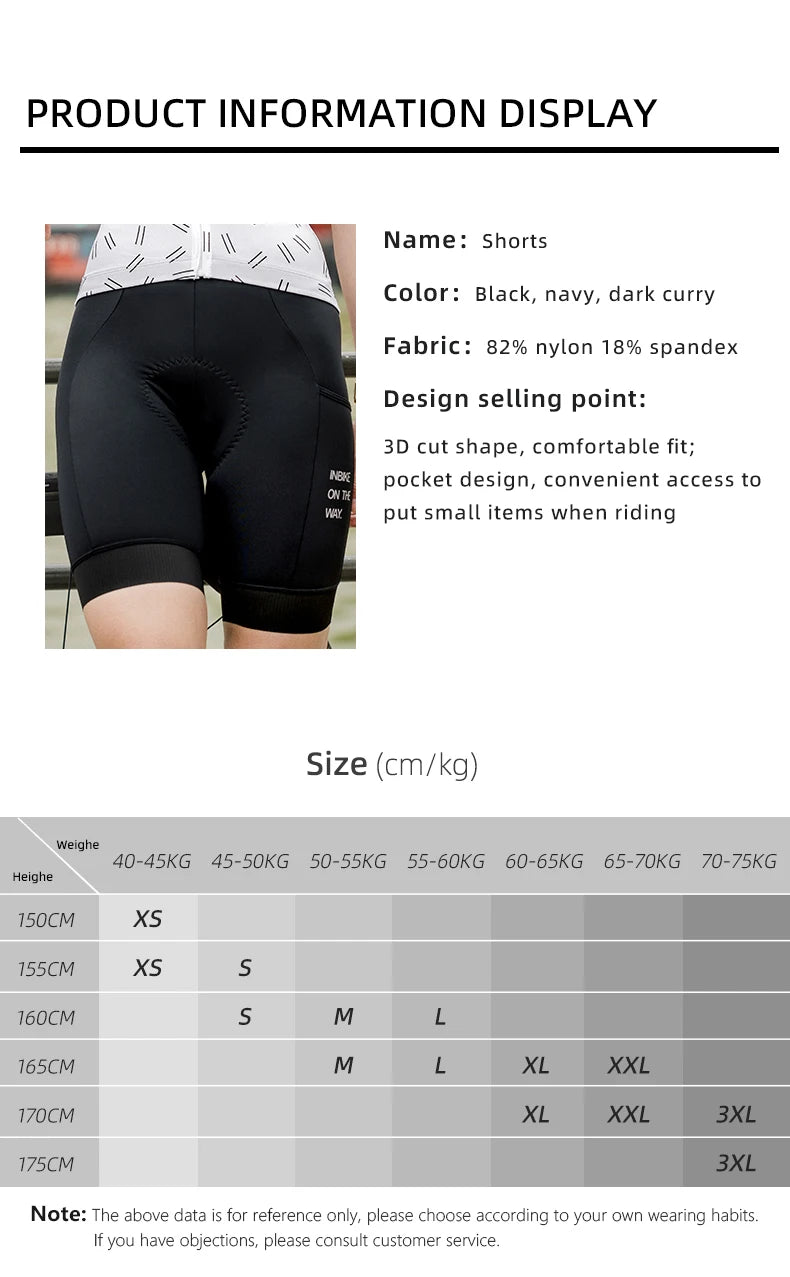 INBIKE Women's Bicycle Shorts Padded 3D Cycling Short Pants for Riding Road Biking Shorts Tights with Side Pockets Bike Clothing - reetell