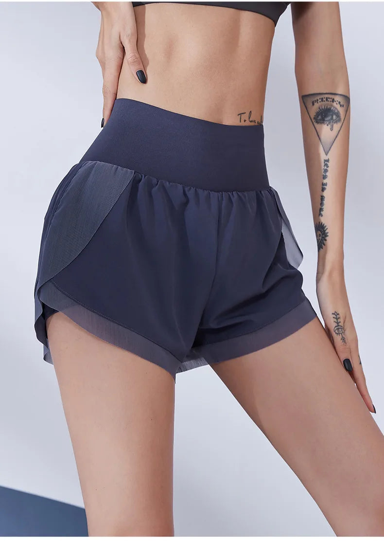 Athletic Summer Women's Sports Running Female Skirt Shorts Mesh with Pockets Quick-Dry Gym Yoga Wear High Waist Workout Pant - reetell