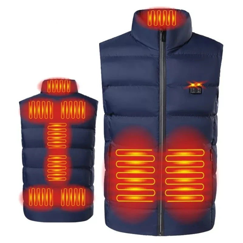 9 Areas Heated Vest Jacket USB Men Winter Electrically Heated Thermal Waistcoat for Hunting Hiking Warm Hunting Jacket - reetell