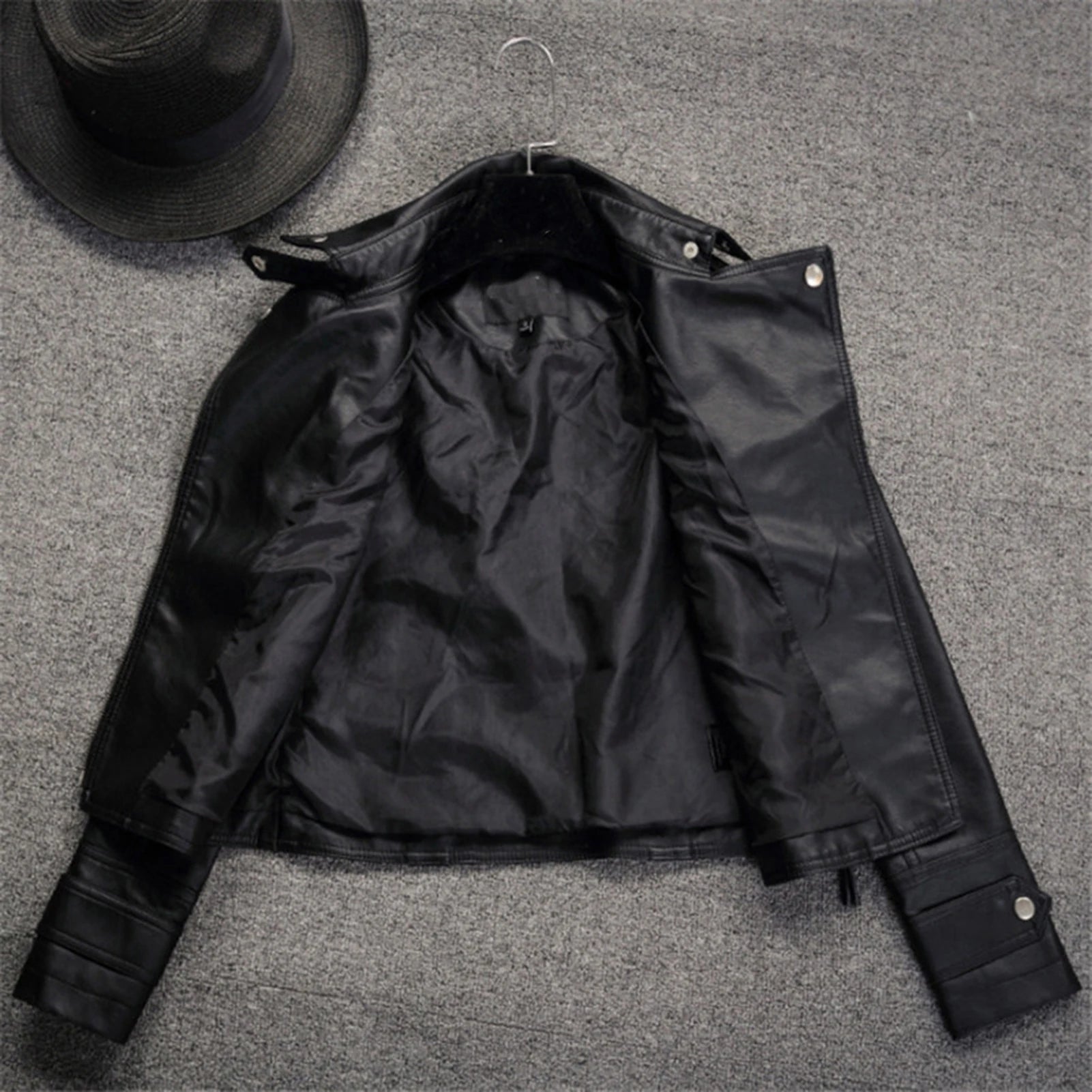 Female's Biker Lapel Jacket Waterproof Leather Jacket Cool For Daily Going Out Or At Home