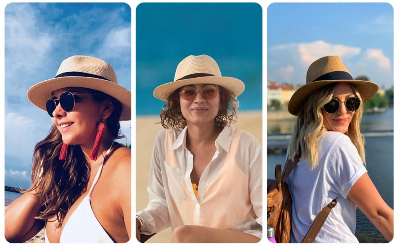 Large Size XL61-64cm Panama Hats Men Women Beach Wide Brim Straw Hat Lady Summer Sun Hats Plus Size Fedora Hat 55-57cm 58-60cm