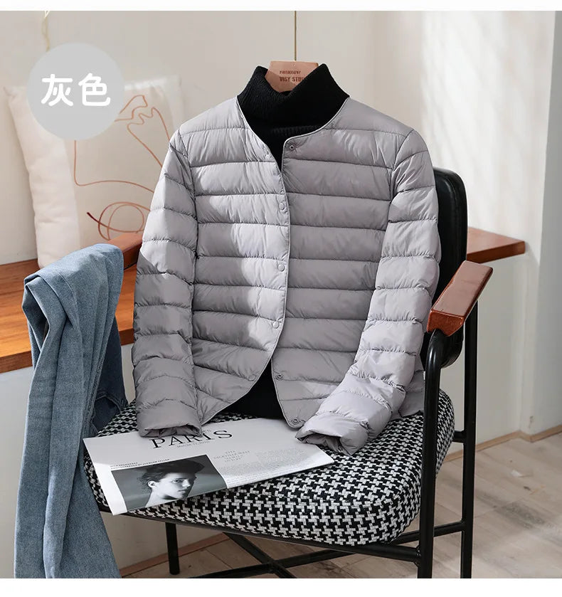 2024 New Arrivals Autumn Winter Warm Women White Duck Down Slim Jackets Female Fashion Ultra Lightweight Packable Puffer Coats - reetell