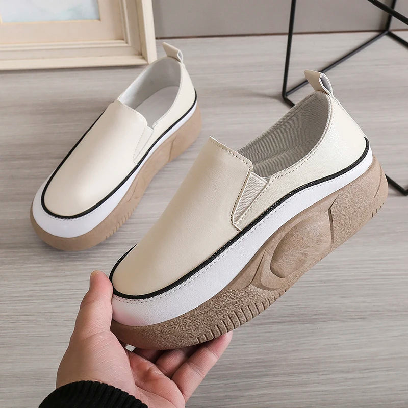 Luxury New Designer Women Fashion Loafers Breathable Slip-On Vulcanized Shoes Casual Wedge Heel Lightweight Woman Sneakers