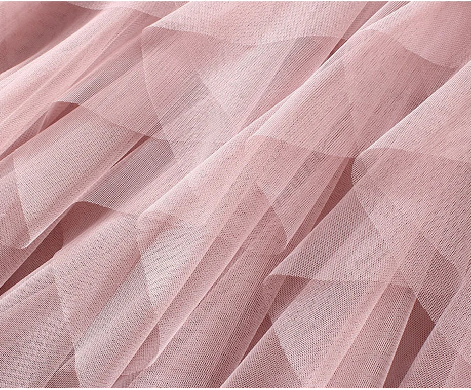 Tutu Tulle Long Maxi Skirt Women Fashion 2022 Korean Cute Pink High Waist Pleated Skirt Mesh Female Lady Aesthetic Faldas - reetell