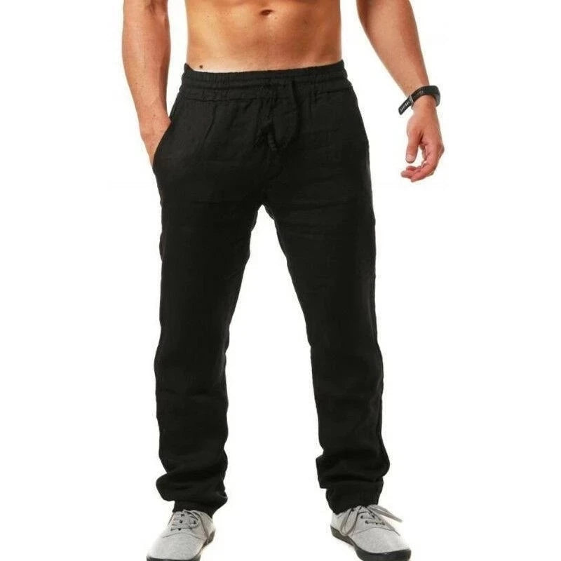 2023 Summer Chinese style Men cottton Pants Men jogger Fitness Streetwear Pants Male Breathable Solid Color Linen Trousers S-4XL