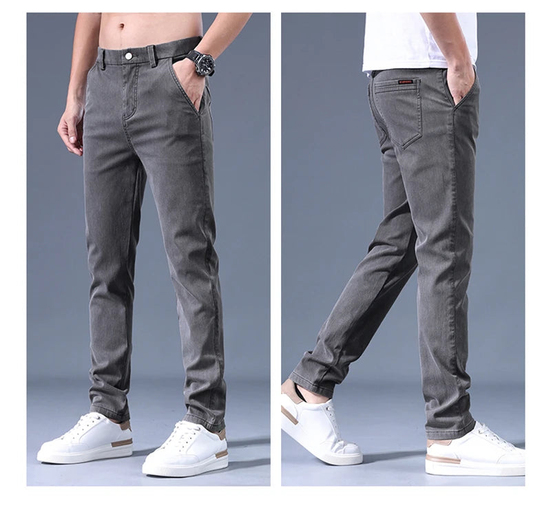 Men's Jeans 2023 New Spring And Autumn Casual Slim Trouser For Men High Quality Business Simple Slim Fit Men's Pant - reetell