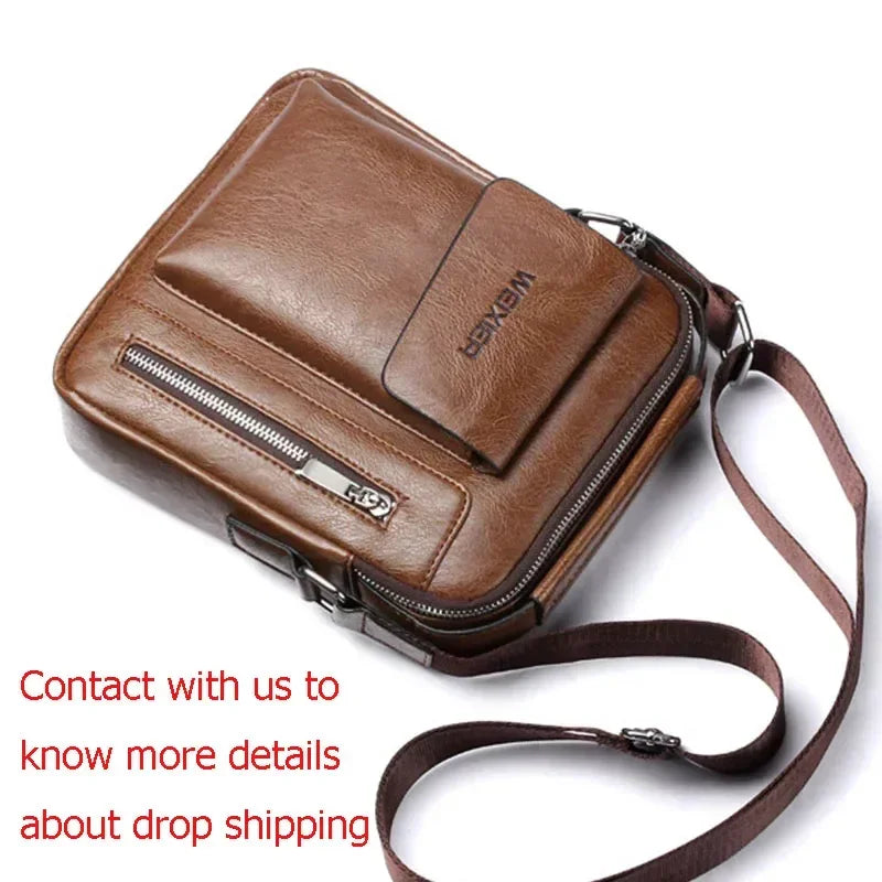 Casual Men Shoulder Bag Vintage Crossbody Bags Male Bag PU Leather Handbag Capacity Men Messenger Bags Tote Bag