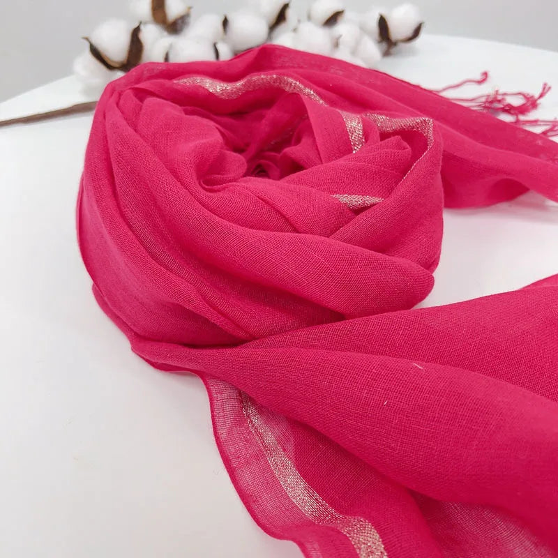 cotton linen light women Scarf Fashion Long Size  Lady Wraps Solid Color Muslim Head Scarf Shawls And Wraps - reetell