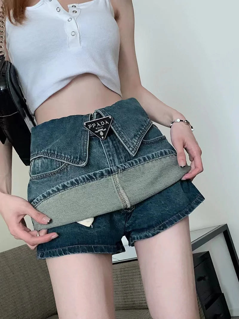 Fashion High Waist Denim Mini Skirt Women's 2023 Summer New Fashion Button Zipper Slim Fit Korean Street  Casual A-line Skirt - reetell