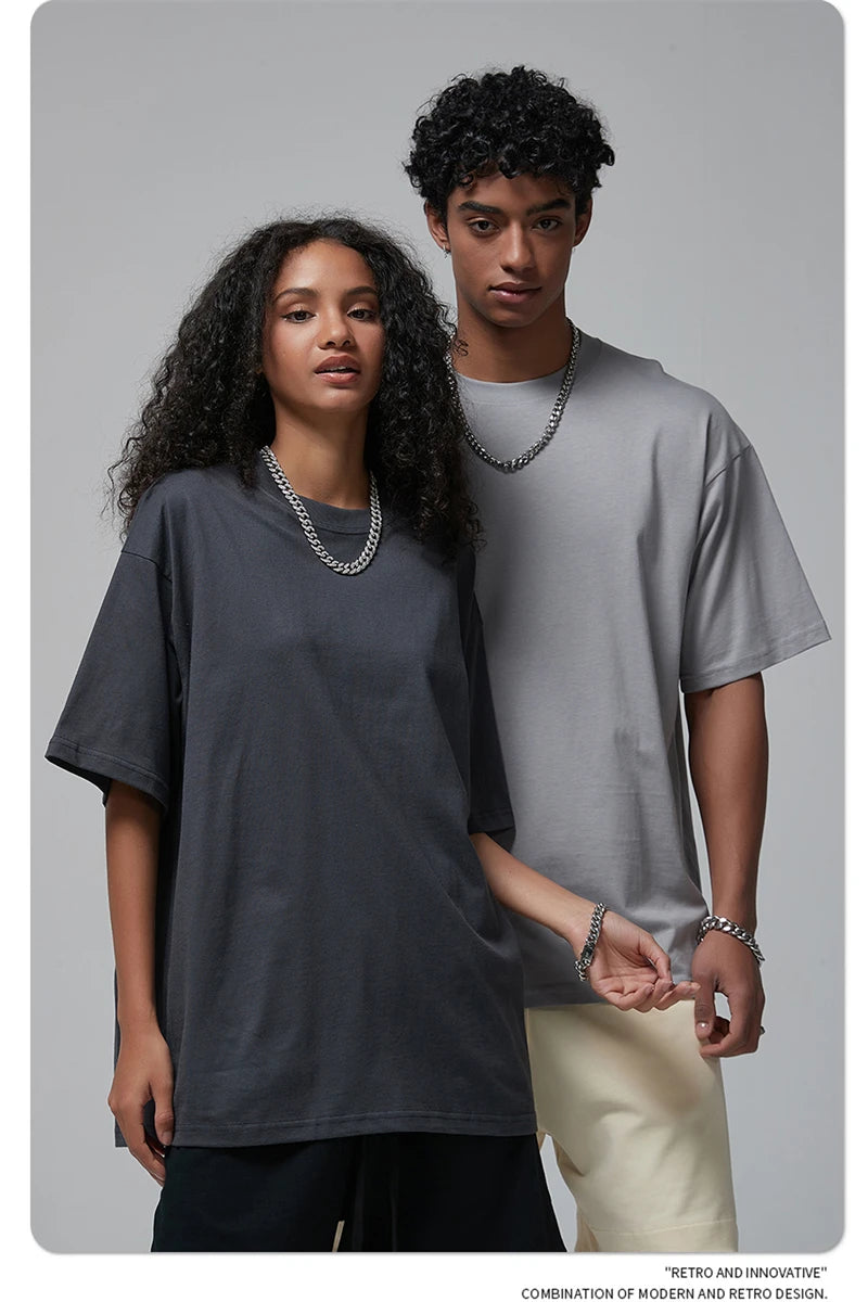 ZODF New 2024 Summer Men Basic 190gsm Cotton T-Shirts Unisex Oversized Comfortable O-Neck T Shirt Brand Tops HY0756