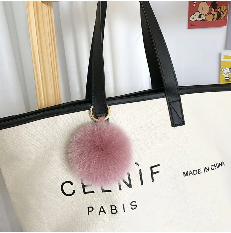 2024 Fluffy Real Fox Fur Ball Poms Keychain For Women Luxury Pompom Keyring Accessories Bag Decoration Emo Trinket Jewelry Gifts