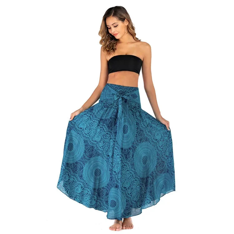 Summer Casual Boho Long Skirt Women Bottom Saia Bohemian Faldas Fashion Vintage Loose Beach Maxi Skirts Woman Clothes Jupe Femme - reetell