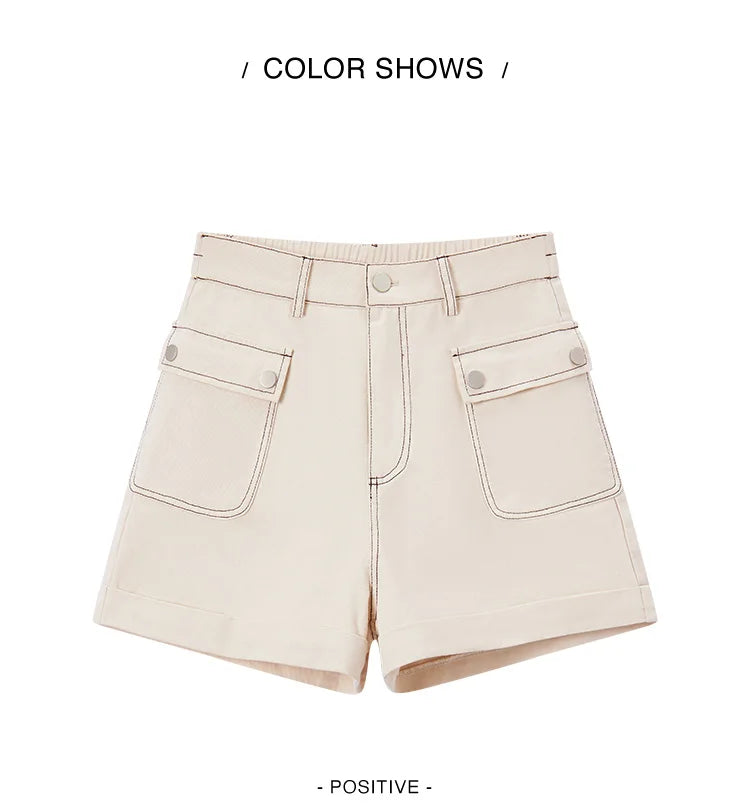 Semir Casual Pants Women Cargo Pants Simple And Handsome 2024 Summer New Pure Cotton A-Line Shorts Versatile - reetell