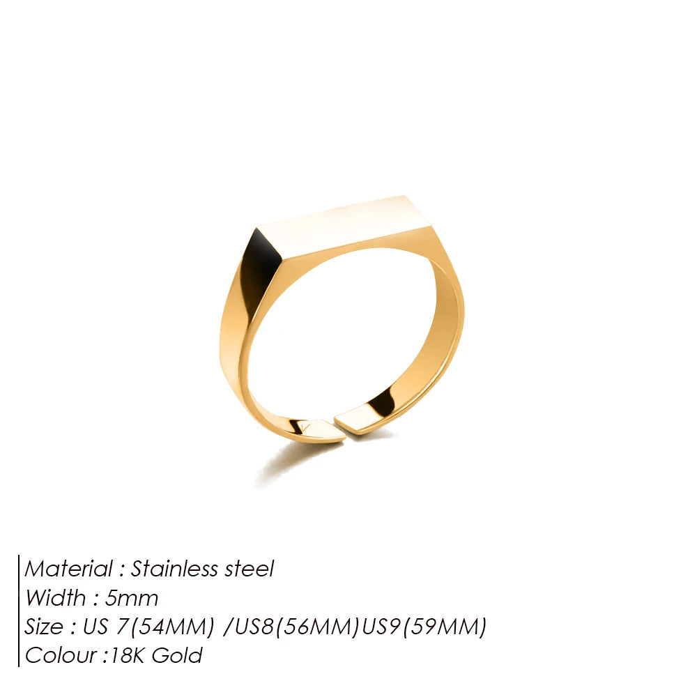 eManco Classic Men's Ring Simple Stainless Steel Gold-Plated Fashion Jewelry Wholesale