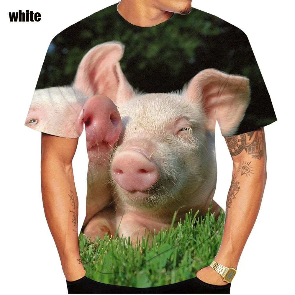 2022 Popular Novelty Animal Pig 3d Printing T-shirt Funny Pig Casual Summer Top Breathable and Comfortable Soft T-shirt