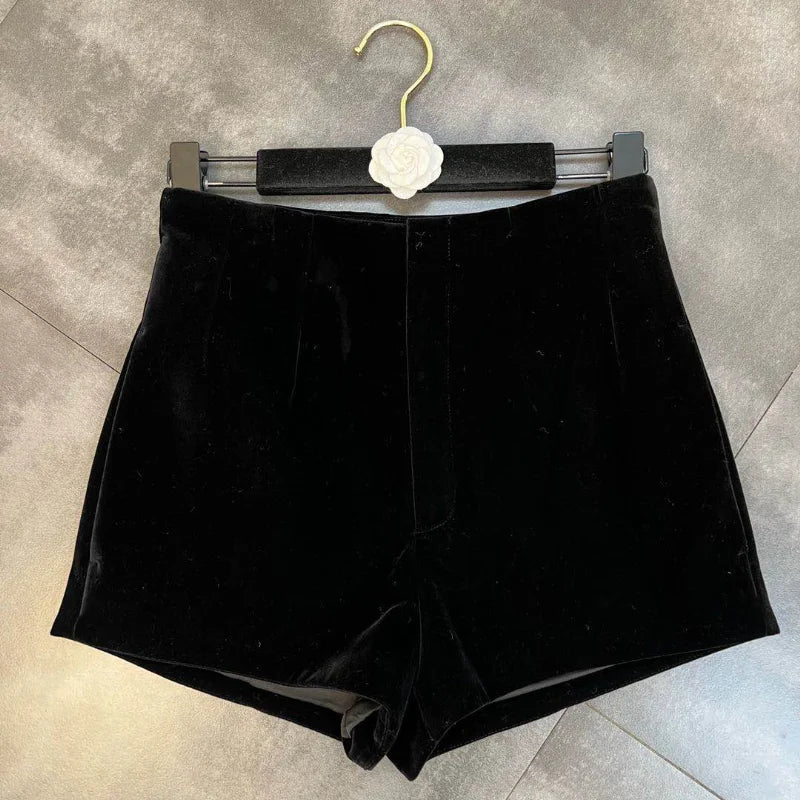 Velvet Women Hot Shorts Autumn Winter High Waist Slim Black Shorts Women Hot Girls Fashion Sweet Women Short Pants - reetell