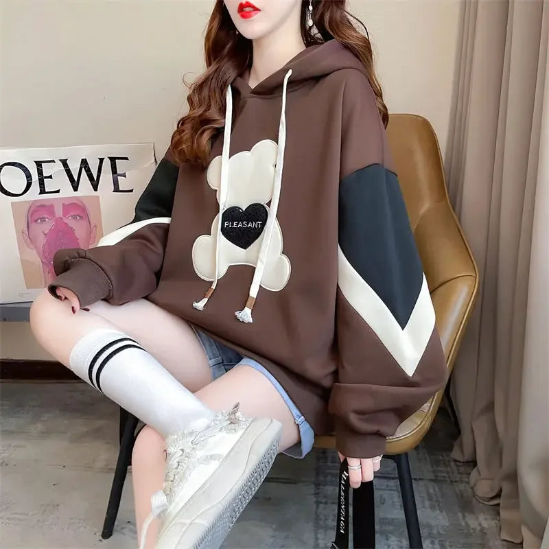 Hoodies Spring and Autumn Long Sleeve Kawaii Hooded Sweatshirt for Women Cute Youthful Clothes 2000s Novelty Designer Woman Tops - reetell