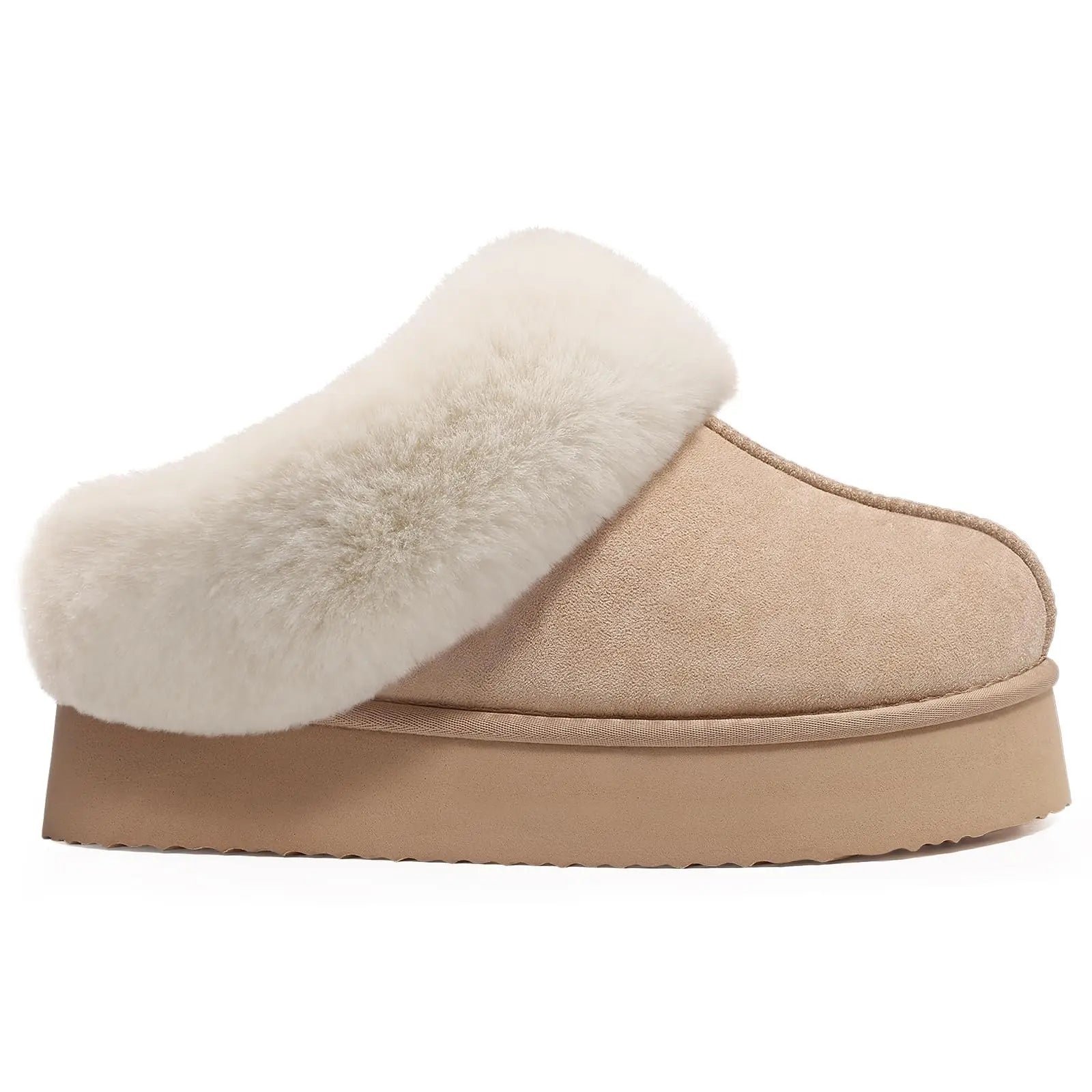 Comwarm Platform Fuzzy Slippers For Women Winter Plush Slippers Warm Furry Slippers Indoor Thick Sole Memory Foam House Slippers - reetell