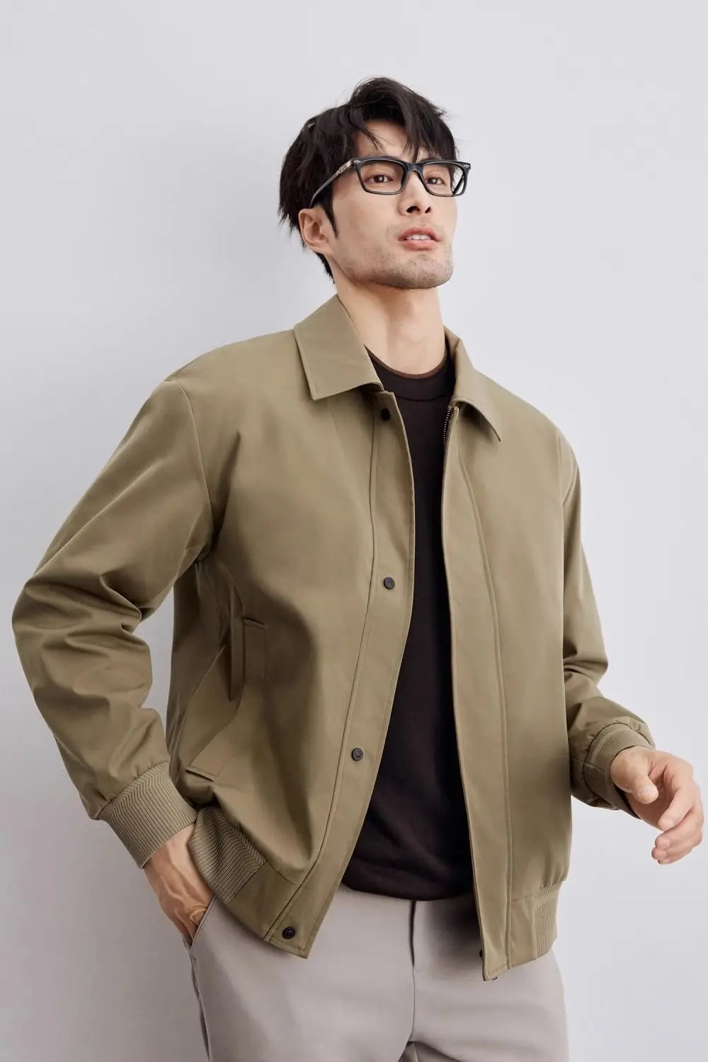 Spring Korean Executive Jackets Men's Solid Lapel Button Zipper Pocket Patchwork Trendy High Quality Solid Long Sleeved Coat Top - reetell