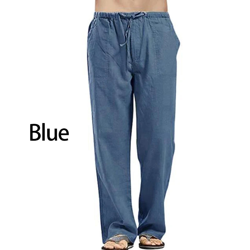 Korean Spring Linen Wide Men Pants Oversize Linens Trousers Streetwear Male Summer Yoga Pants Casual Men Plus Size Clothing 5XL - reetell